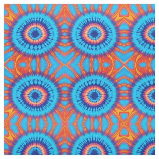 Tissu Trippy Cravate-Dye Retro Blue & Orange (Échantillon)