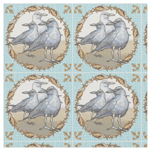Tissu Trois mouettes (Fermer)