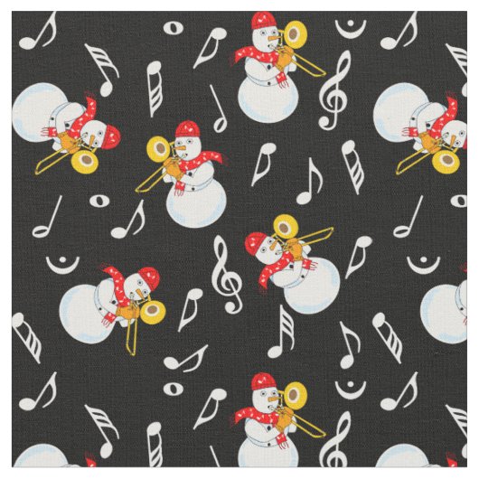 Tissu Trombone Snowman Music Notes Motif (Fermer)