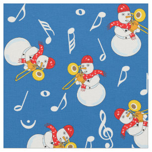 Tissu Trombone Snowman Music Notes Motif