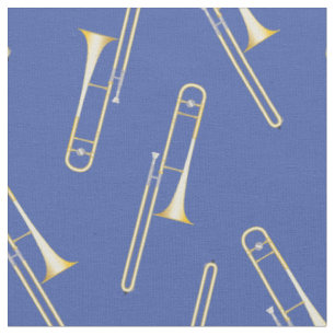 Tissu Trombones Music Musicien Salle Décor Bleu