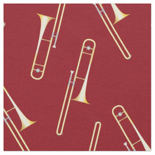 Tissu Trombones Music Musicien Salle Décor Rouge