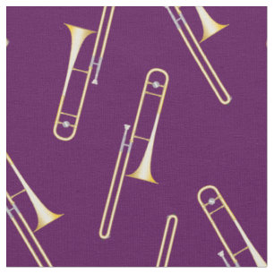 Tissu Trombones Musique Musicien Salle Décor Violet
