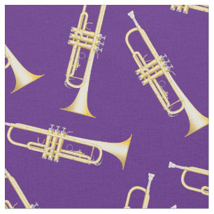 Tissu Trompettes Musique Musicien Décor Salle Violet