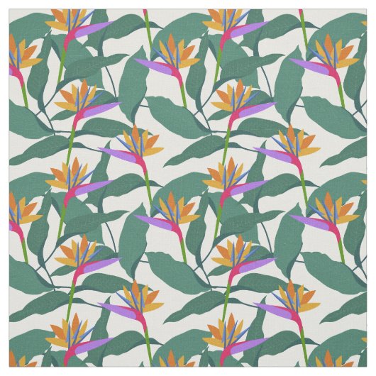 Tissu Tropical Bird of Paradise Floral Pattern (Échantillon)