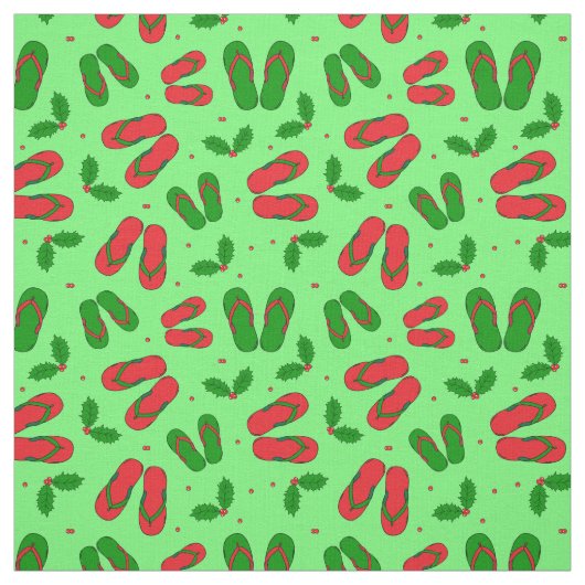 Tissu Tropical Christmas Beach Flip Flops et Holly (Échantillon)