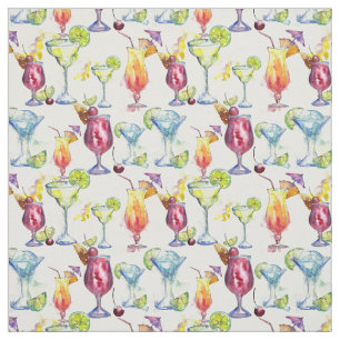 Tissu Tropical Cocktail Fun Watercolor motif