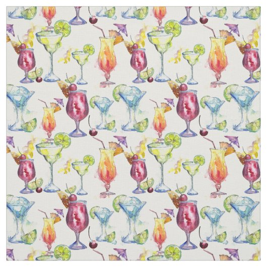 Tissu Tropical Cocktail Fun Watercolor motif (Échantillon)