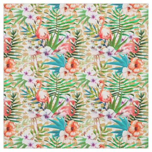 Tissu Tropical Pink Flamingo (Échantillon)