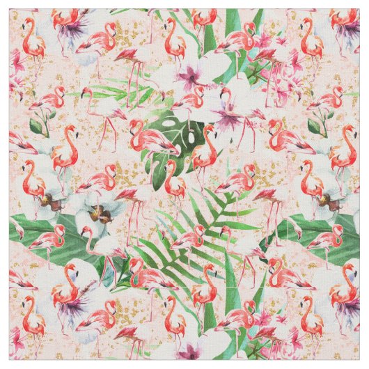 Tissu Tropical Pink Flamingos Fabric (Fermer)
