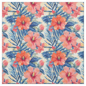 Tissu Tropical Summer Floral Pattern Hibiscus Fleurs (Échantillon)