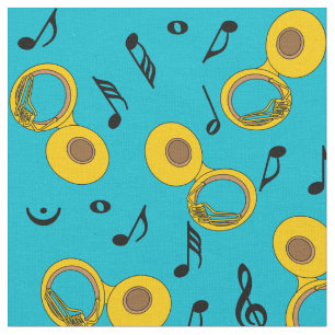Tissu Tuba Music Notes Motif