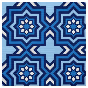 Tissu Tuile, cobalt, marine et bleu-clair marocains