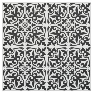 Tissu Tuile marocaine - blanc avec l'arrière - plan noi
