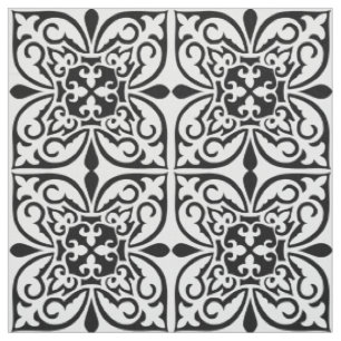 Tissu Tuile marocaine - blanc avec l'arrière - plan noi