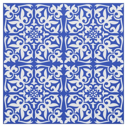 Tissu Tuile marocaine - bleu et blanc de cobalt (Échantillon)