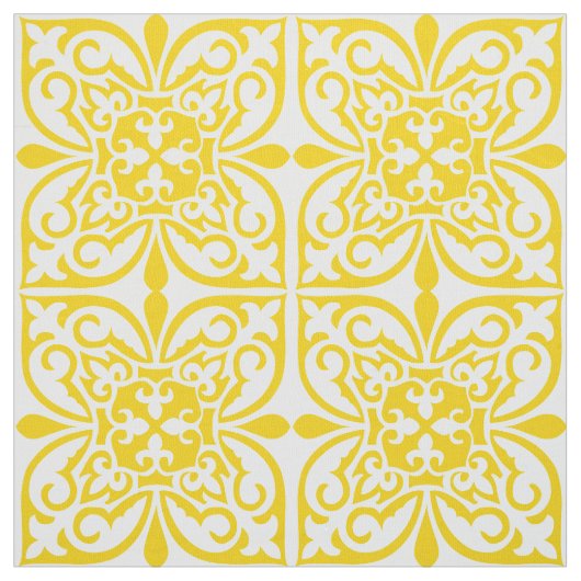 Tissu Tuile marocaine - jaune et blanc de moutarde (Échantillon)