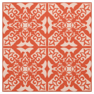 Tissu Tuile marocaine - orange et pêche de corail