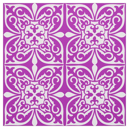 Tissu Tuile marocaine - violet violet et blanc (Échantillon)