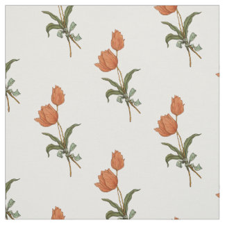 Tissu Tulip Bouquet Coral Pêche Tulipes Colorées