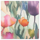 Tissu Tulipes aquarelles (lumière) (Détail)
