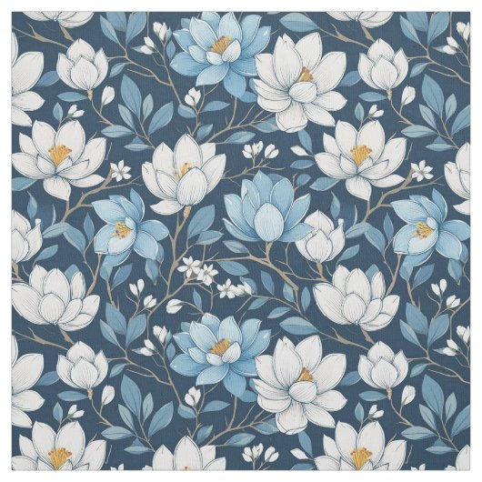 Tissu Tulipes bleues et blanches (Échantillon)