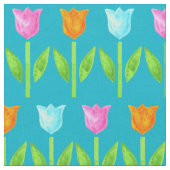Tissu Tulipes colorées d'aquarelle dans rose, bleu, (Fermer)