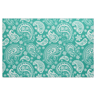 Tissu Turquoise & Blanc Vintage paisley Motif