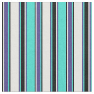 Tissu Turquoise, Bleu Ardoise, Crème à la Menthe & Ligne