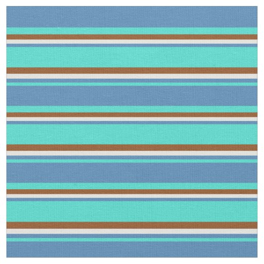 Tissu Turquoise, Bleu, Cyan clair & Lignes Brown (Fermer)