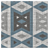 Tissu Turquoise bleu gris noir Eclectique ethnique (Fermer)