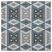 Tissu Turquoise bleu gris noir Eclectique ethnique (Échantillon)