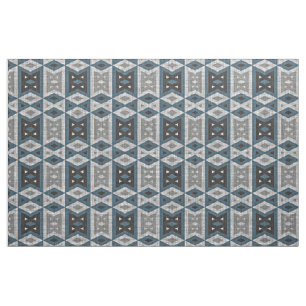 Tissu Turquoise bleu gris noir Eclectique ethnique