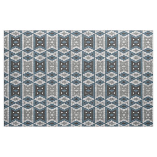 Tissu Turquoise bleu gris noir Eclectique ethnique (Fat Quarter)