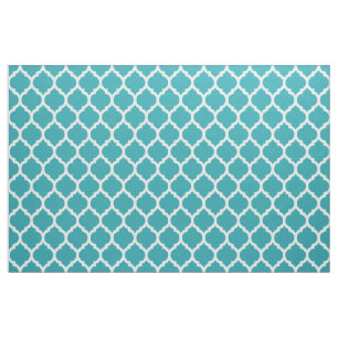 Tissu Turquoise Bleu Marocain treillis Motif Quatrefoil
