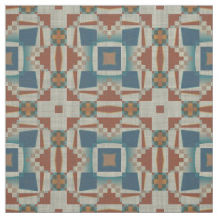 Tissu Turquoise Bleu Taupe Brûlé Orange Brown apparence