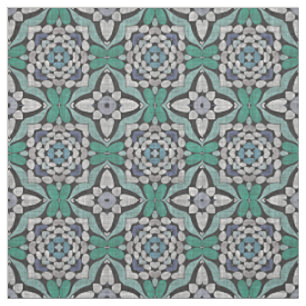 Tissu Turquoise Bleu Vert Rétro Chic Nouveau Déco Motif