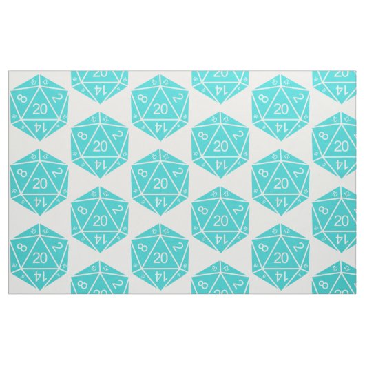 Tissu turquoise D20 dés (Fat Quarter)