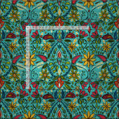Tissu turquoise d'aziza (Carreau)