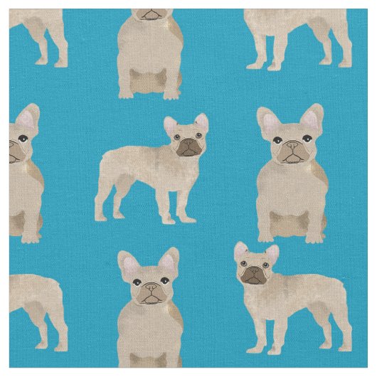 Tissu Turquoise de Frenchie Dog (Fermer)