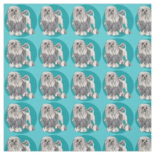 Tissu Turquoise de Lowchen 2 (Échantillon)