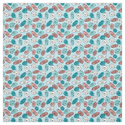 Tissu Turquoise des ovales atomiques (Échantillon)