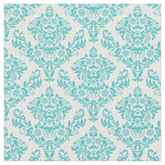 Tissu Turquoise et damassé blanche (Fermer)