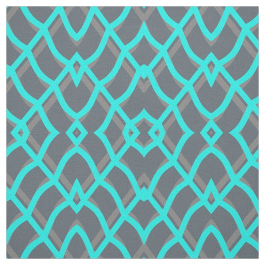 Tissu Turquoise et gris géométrique (Échantillon)