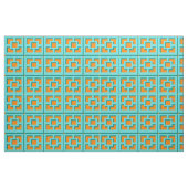 Tissu Turquoise et Trellis orange rétro (Yard)