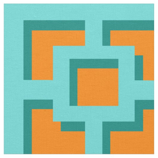 Tissu Turquoise et Trellis orange rétro (Fermer)