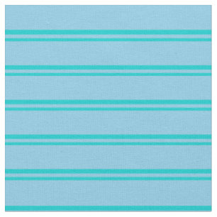 Tissu Turquoise foncé et bleu ciel Linne/Motif rayé