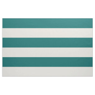 Tissu Turquoise foncé et larges rayures d'ivoire Grande