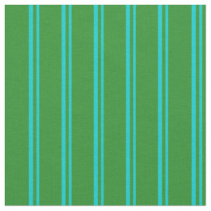 Tissu Turquoise foncé & Forêt Vert rayures