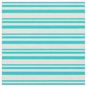 Tissu Turquoise foncé & Motif beige des rayures